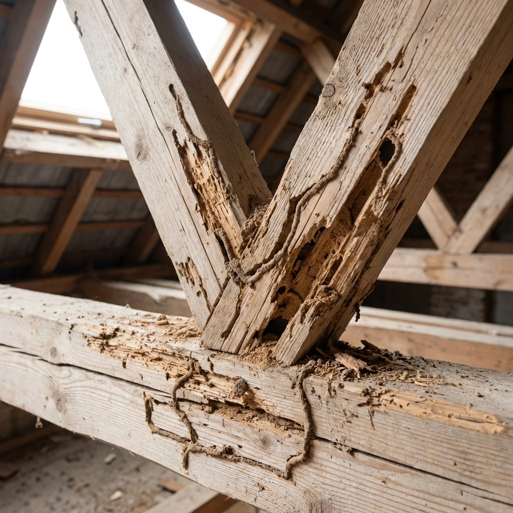Insectes dans la charpente en bois : comment repérer termites, vrillettes et capricornes ?